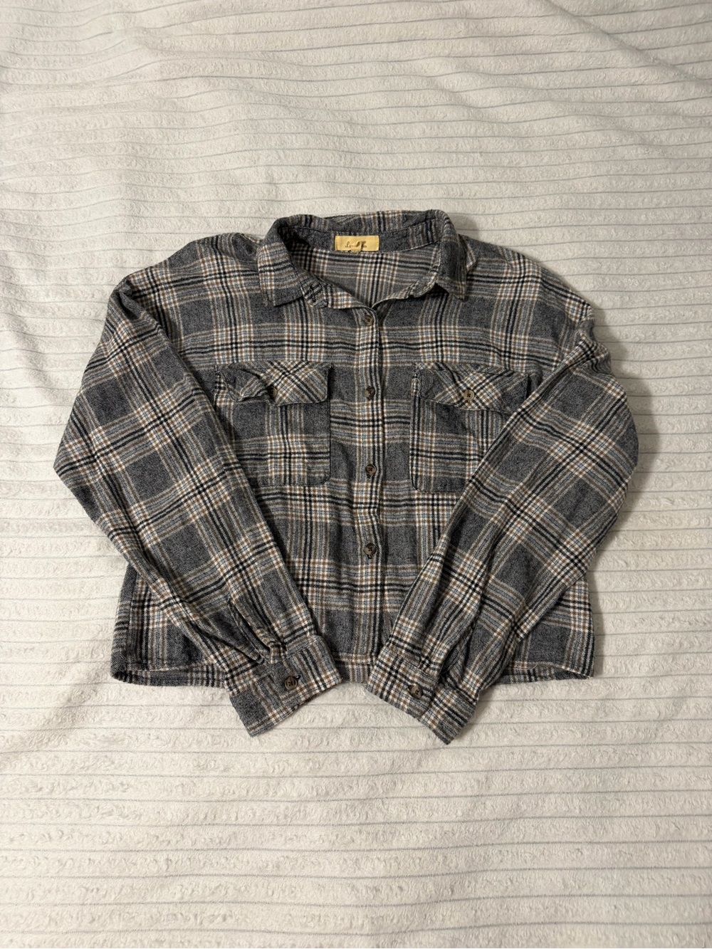 Love Notes Gray Plaid Button-Up Utility Jacket